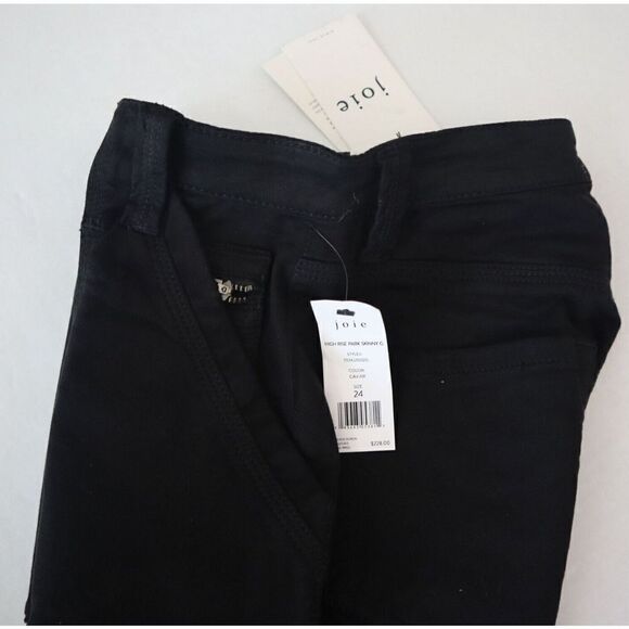Joie Jeans Women’s Sz 24 Caviar Black High Rise Park Skinny Zip Ankle Pants $228 - Picture 7 of 11